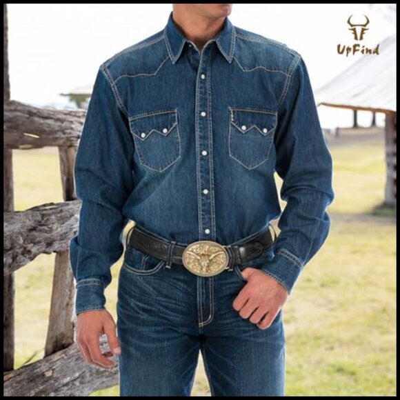 Vintage Western Leather Belt Antique Gold Longhorn Buckle Cowboy Rodeo Style main image 6